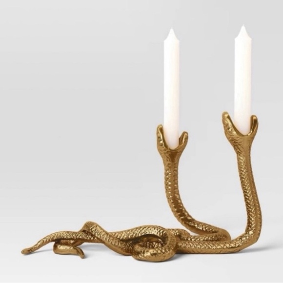 Threshold Double Snake Taper Candle Holder Aluminum Gold - Picture 2 of 8